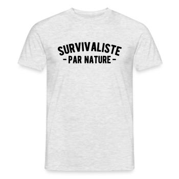 Survivaliste nature survie - T-shirt homme - gris chiné - Devant - AI Model Male 178 dark (178cm)