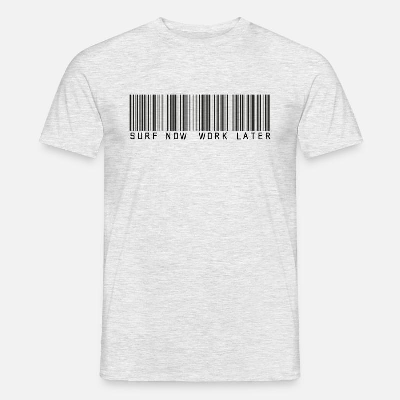 surf now work later bar code - Männer T-Shirt - Grau meliert