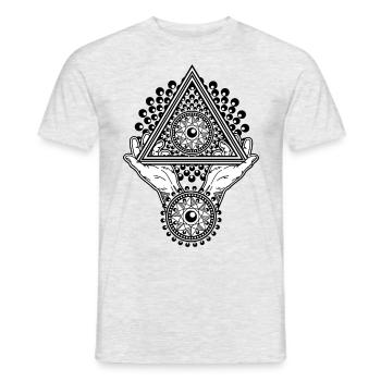 Illuminati Pyramid & All-Seeing Eye in the Triangle - Men's T-Shirt - heather grey - Front - AI Model Male 178 dark (178cm)