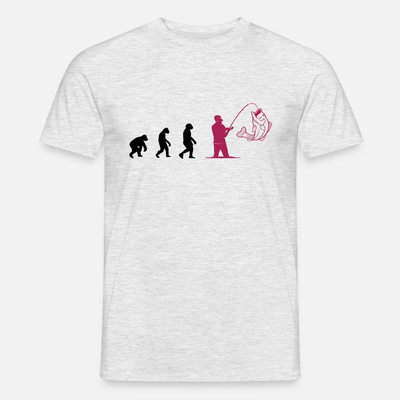 Evolution Angeln - Männer T-Shirt - Grau meliert