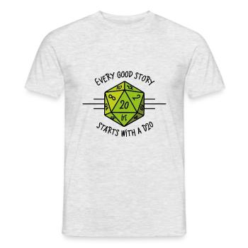 Jede gute Geschichte beginnt mit einer D20 - Männer T-Shirt - Grau meliert - Vorne - AI Model Male 178 dark (178cm)