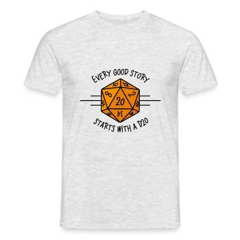 Jede gute Geschichte beginnt mit einer D20 - Männer T-Shirt - Grau meliert - Vorne - AI Model Male 178 dark (178cm)