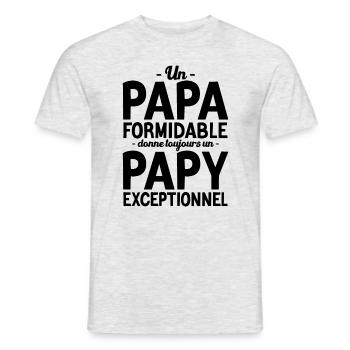 Papa formidable, papy exceptionnel - T-shirt homme - gris chiné - Devant - AI Model Male 178 dark (178cm)
