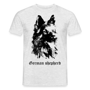 chien de race berger allemand - T-shirt homme - gris chiné - Devant - AI Model Male 178 dark (178cm)