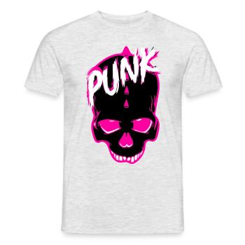 Pink Punk Skull - Männer T-Shirt - Grau meliert - Vorne - AI Model Male 178 dark (178cm)