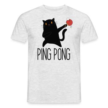 Table Tennis Katze Pingpong Black Cat Outfit - T-shirt homme - gris chiné - Devant - AI Model Male 178 dark (178cm)