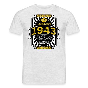 1943 JANUARY - T-shirt homme - gris chiné - Devant - AI Model Male 178 dark (178cm)