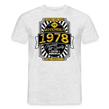 1978 NOVEMBER - Men's T-Shirt - heather grey - Front - AI Model Male 178 dark (178cm)