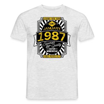JANUAR 1987 - Männer T-Shirt - Grau meliert - Vorne - AI Model Male 178 dark (178cm)