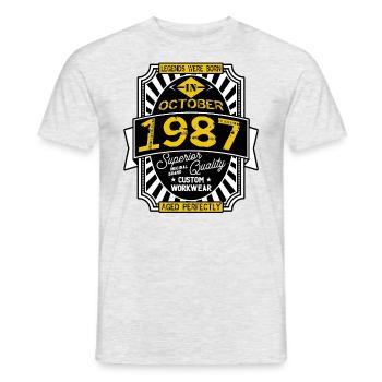 1987 OKTOBER - Männer T-Shirt - Grau meliert - Vorne - AI Model Male 178 dark (178cm)