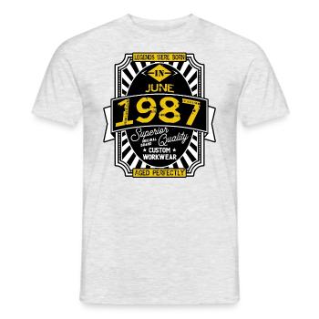 JUNI 1987 - Männer T-Shirt - Grau meliert - Vorne - AI Model Male 178 dark (178cm)