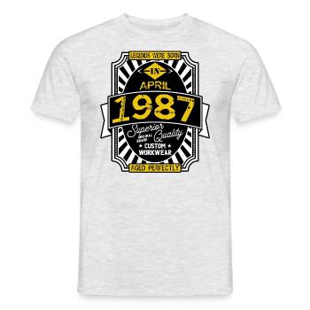 1987 APRIL - Männer T-Shirt - Grau meliert - Vorne - AI Model Male 178 dark (178cm)