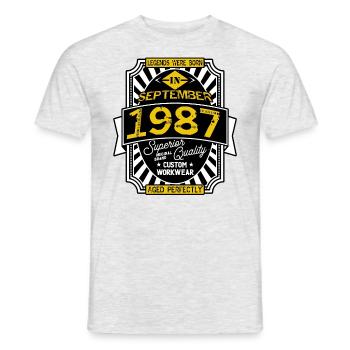 SEPTEMBER 1987 - Männer T-Shirt - Grau meliert - Vorne - AI Model Male 178 dark (178cm)