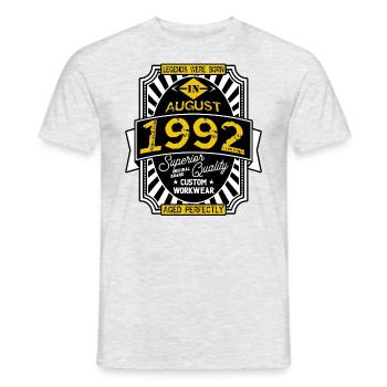AUGUST 1992 - Männer T-Shirt - Grau meliert - Vorne - AI Model Male 178 dark (178cm)