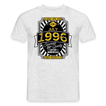 1996 JULY - Men's T-Shirt - heather grey - Front - AI Model Male 178 dark (178cm)
