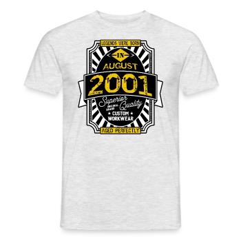 AUGUST 2001 - Männer T-Shirt - Grau meliert - Vorne - AI Model Male 178 dark (178cm)