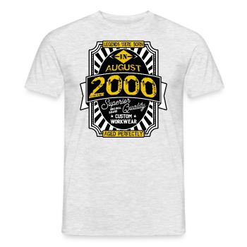 2000 AUGUST - Men's T-Shirt - heather grey - Front - AI Model Male 178 dark (178cm)