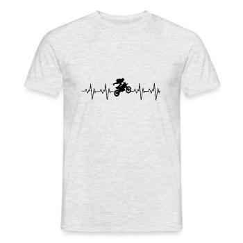 HEARTBEAT MOTOCROSS II - Motorrad Puls Design! - Männer T-Shirt - Grau meliert - Vorne - AI Model Male 178 dark (178cm)