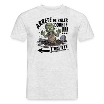 Arrête De Râler, Double ! - T-shirt homme - gris chiné - Devant - AI Model Male 178 dark (178cm)