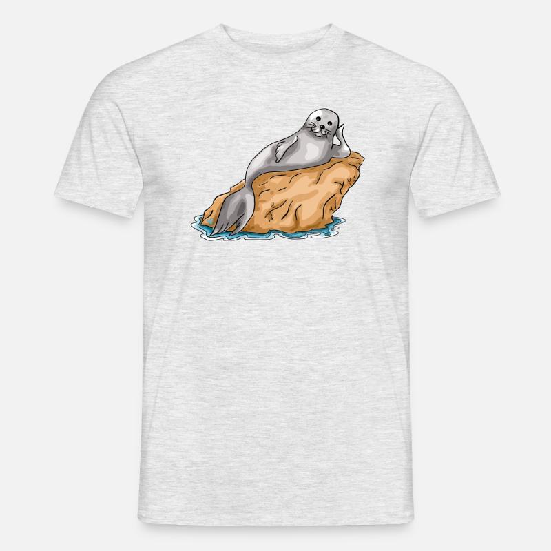 Meerverliebte Robbe | Yolo-Artwork - Männer T-Shirt - Grau meliert