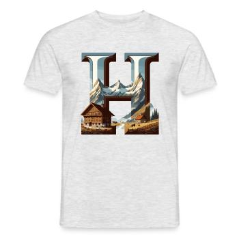 Ein H in den Bergen - Männer T-Shirt - Grau meliert - Vorne - AI Model Male 178 dark (178cm)