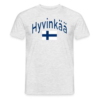 Hyvinkää drapeau finlandais - T-shirt homme - gris chiné - Devant - AI Model Male 178 dark (178cm)