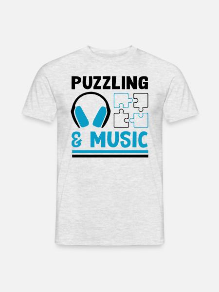 Puzzle Musik Musiker Musiknoten-Puzzle - Männer T-Shirt - Grau meliert