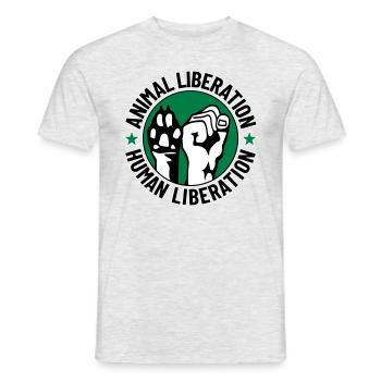Animal Liberation Human Liberation - Männer T-Shirt - Grau meliert - Vorne - AI Model Male 178 dark (178cm)