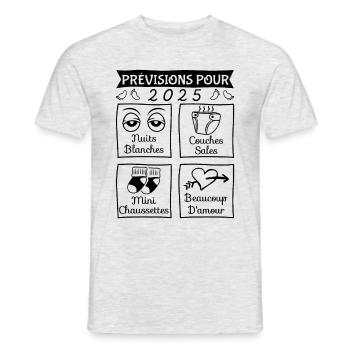 Prévisions pour 2025,idée cadeau futurs parents - T-shirt homme - gris chiné - Devant - AI Model Male 178 dark (178cm)