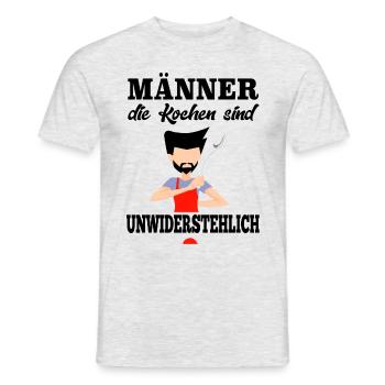 Koch Shirt · Männer Kochen · Besteck Geschenk - Männer T-Shirt - Grau meliert - Vorne - AI Model Male 178 dark (178cm)
