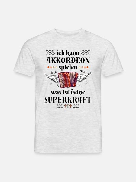 Ich kann Akkordeon spielen, was ist deine... - Männer T-Shirt - Grau meliert