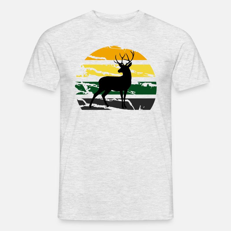 Hirsch - Männer T-Shirt - Grau meliert