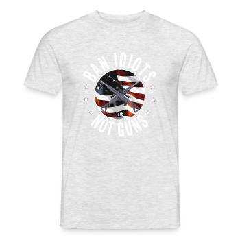 Verbot Idioten nicht Waffen Design American Flag Gun Zitat - Männer T-Shirt - Grau meliert - Vorne - AI Model Male 178 dark (178cm)