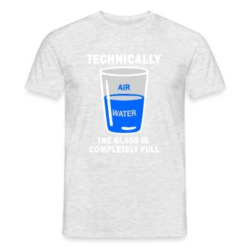Technisch gesehen ist The Glass Completely Full Funny Sci - Männer T-Shirt - Grau meliert - Vorne - AI Model Male 178 dark (178cm)
