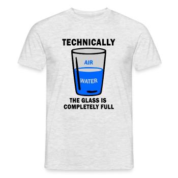 Technisch gesehen ist The Glass Completely Full Funny Sci - Männer T-Shirt - Grau meliert - Vorne - AI Model Male 178 dark (178cm)