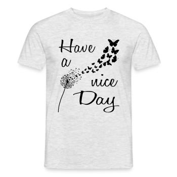 Pusteblume mit Schmetterlingen - Have a nice Day - Männer T-Shirt - Grau meliert - Vorne - AI Model Male 178 dark (178cm)