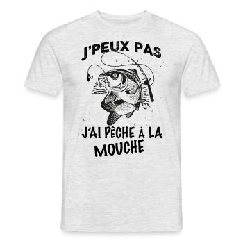 J ai peche a la mouche - T-shirt homme - gris chiné - Devant - AI Model Male 178 dark (178cm)