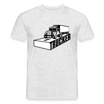strasse text logo truck lkw lastwagen fernfahrer f - Männer T-Shirt - Grau meliert - Vorne - AI Model Male 178 dark (178cm)