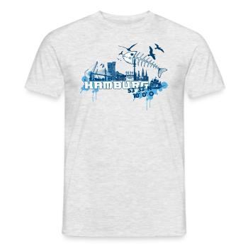 Hansestadt Hamburg Hamburger Hafen - Männer T-Shirt - Grau meliert - Vorne - AI Model Male 178 dark (178cm)