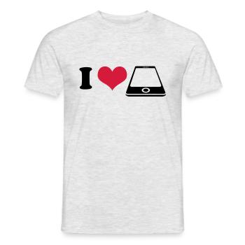 I love Smartphone - Men's T-Shirt - heather grey - Front - AI Model Male 178 dark (178cm)