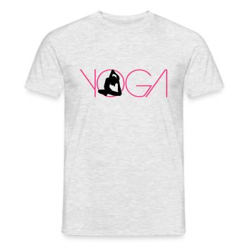 Logo de femme texte exercice de Yoga - T-shirt homme - gris chiné - Devant - AI Model Male 178 dark (178cm)
