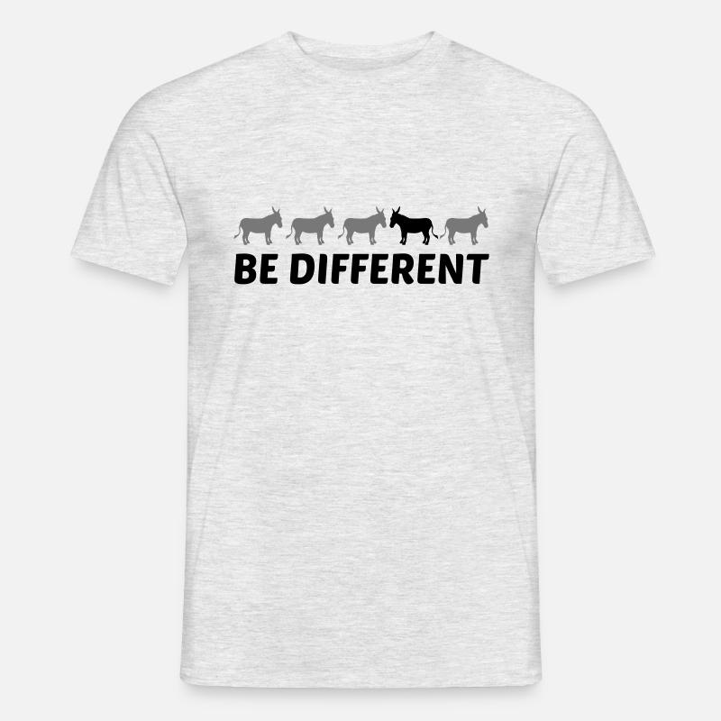 texte différent être différent âne cheval poney petit pac - T-shirt homme - gris chiné