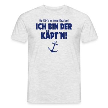Der Käptn hat immer Recht ich bin der Käpt´n Anker - Männer T-Shirt - Grau meliert - Vorne - AI Model Male 178 dark (178cm)