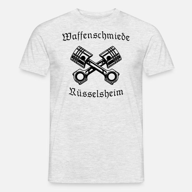 Waffenschmiede Rüsselsheim mit Kolben - Männer T-Shirt - Grau meliert