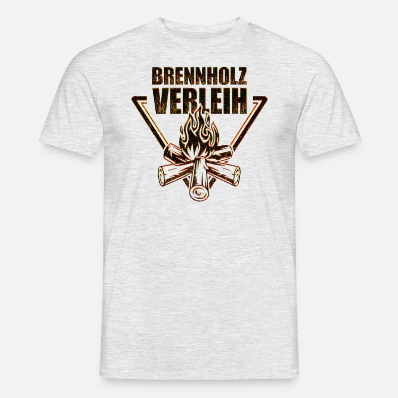 Brennholz Verleih Feuer Code - Männer T-Shirt - Grau meliert