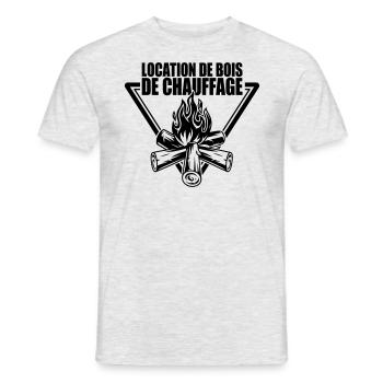 Location de bois de chauffage | couleur modifiable - T-shirt homme - gris chiné - Devant - AI Model Male 178 dark (178cm)