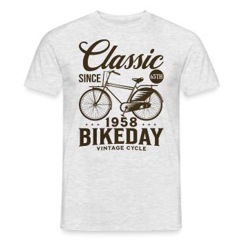 Fan De Vélo 1958 65 Ans Anniversaire Cycliste - T-shirt homme - gris chiné - Devant - AI Model Male 178 dark (178cm)