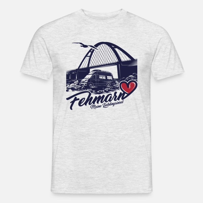 FEHMARN LIEBLINGSINSEL - Männer T-Shirt - Grau meliert