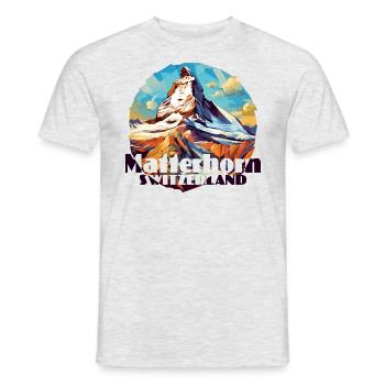 Matterhorn Zermatt Randonnée Ski Souvenir - T-shirt homme - gris chiné - Devant - AI Model Male 178 dark (178cm)