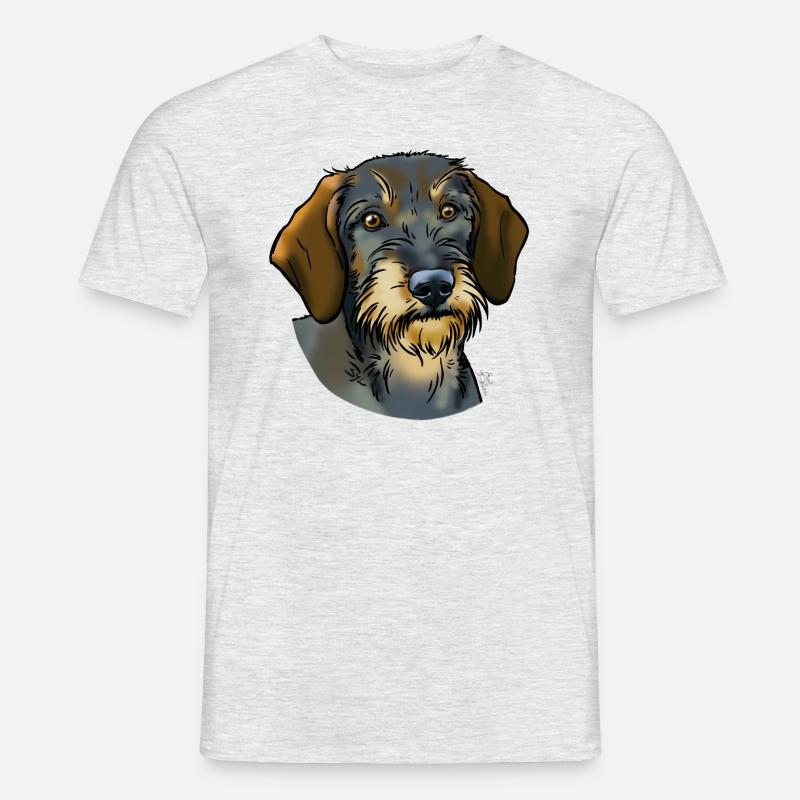 Wirehaired dachshund (without text) light textiles - Men’s T-shirt - heather grey